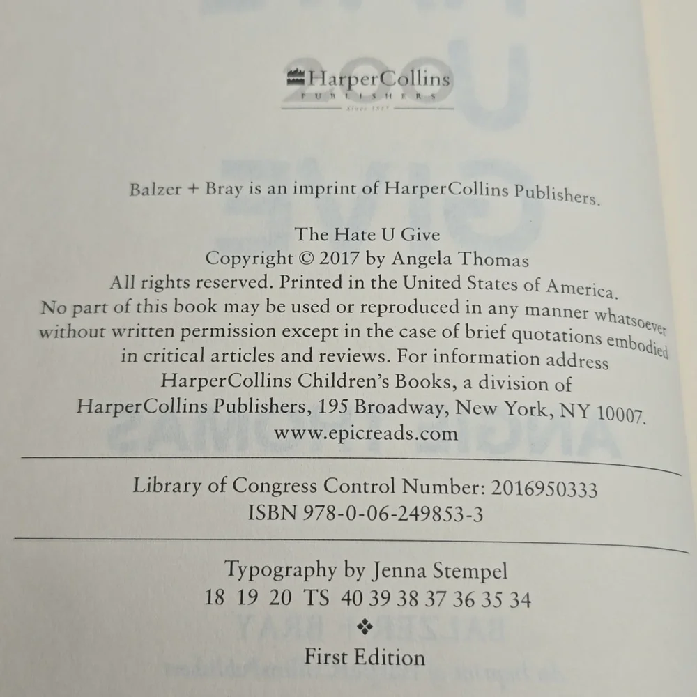 The Hate U Give by Angie Thomas Hardback First Edition - Picture 5 of 6